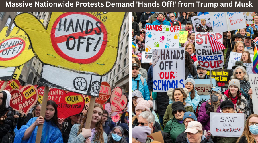 Massive Nationwide Protests Demand 'Hands Off!' from Trump and Musk