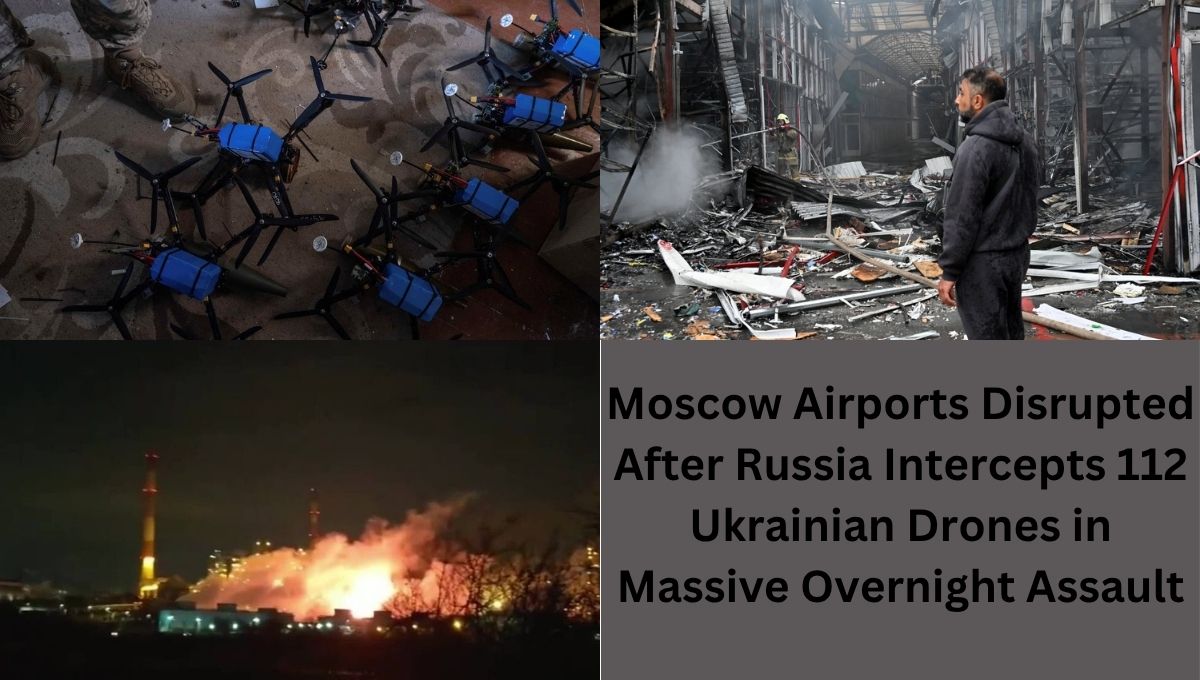 Moscow Airports Disrupted After Russia Intercepts 112 Ukrainian Drones in Massive Overnight Assault